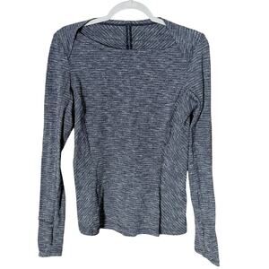 Lululemon Kanto Catch Me Long Sleeve Top Wee Stripe Heathered Black Size 10